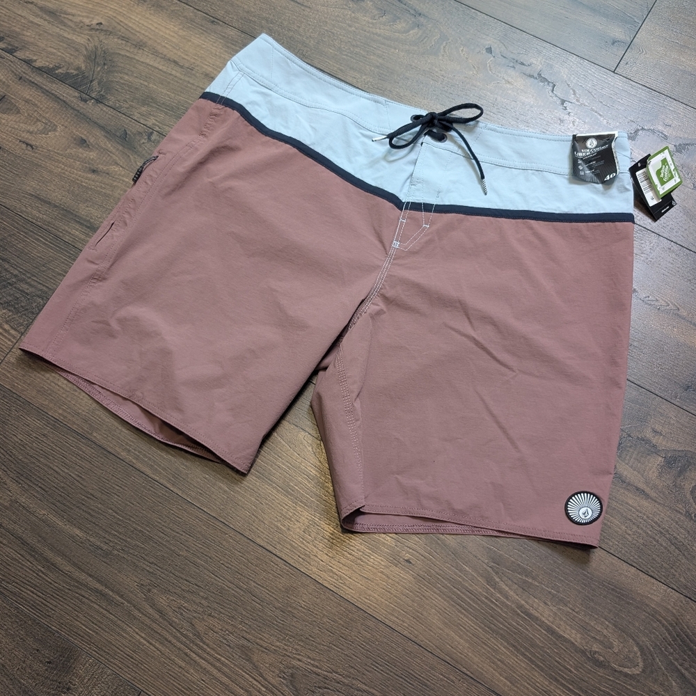 NWT Volcom Men's Da Dubbs Liberator Trunks In Dusty Rose‎ Light Blue Size 40